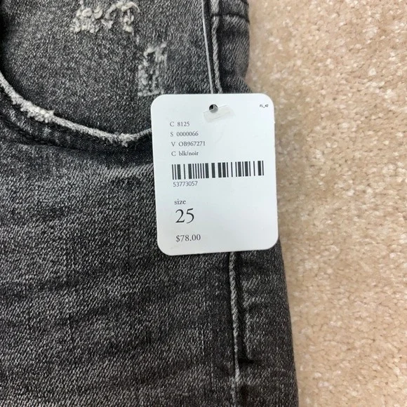 NWT Free People Crvy Vintage High Rise Shorts Size 25 Black Distressed - Picture 4 of 5